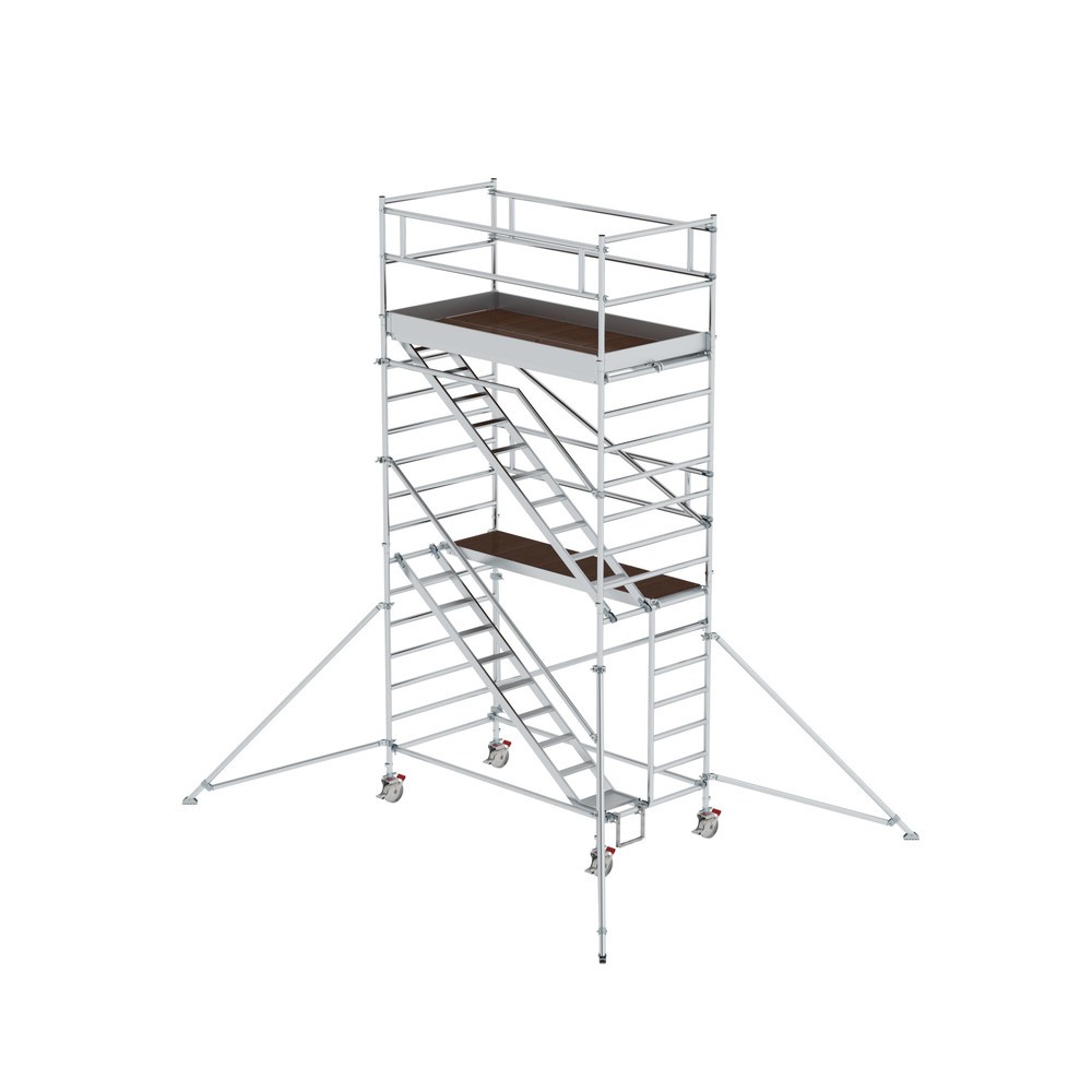 Illustration du produit: Munk Échafaudage roulant 1,35 x 2,45 m avec échelles inclinées & stabilisateurs Hauteur de plate-forme 4,35 m
