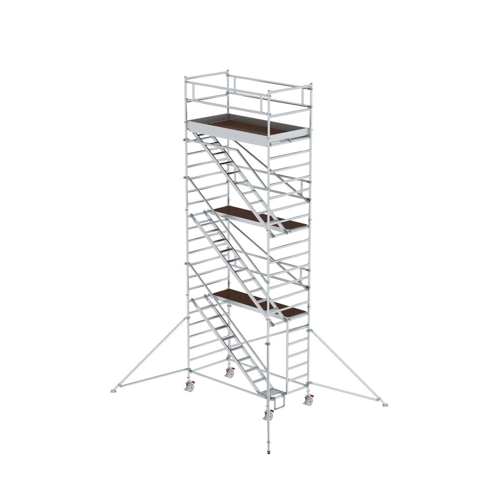 Illustration du produit: Munk Échafaudage roulant 1,35 x 2,45 m avec échelles inclinées & stabilisateurs Hauteur de plate-forme 6,35 m