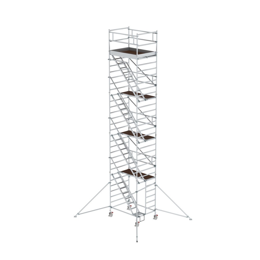 Illustration du produit: Munk Échafaudage roulant 1,35 x 2,45 m avec échelles inclinées & stabilisateurs Hauteur de plate-forme 8,35 m