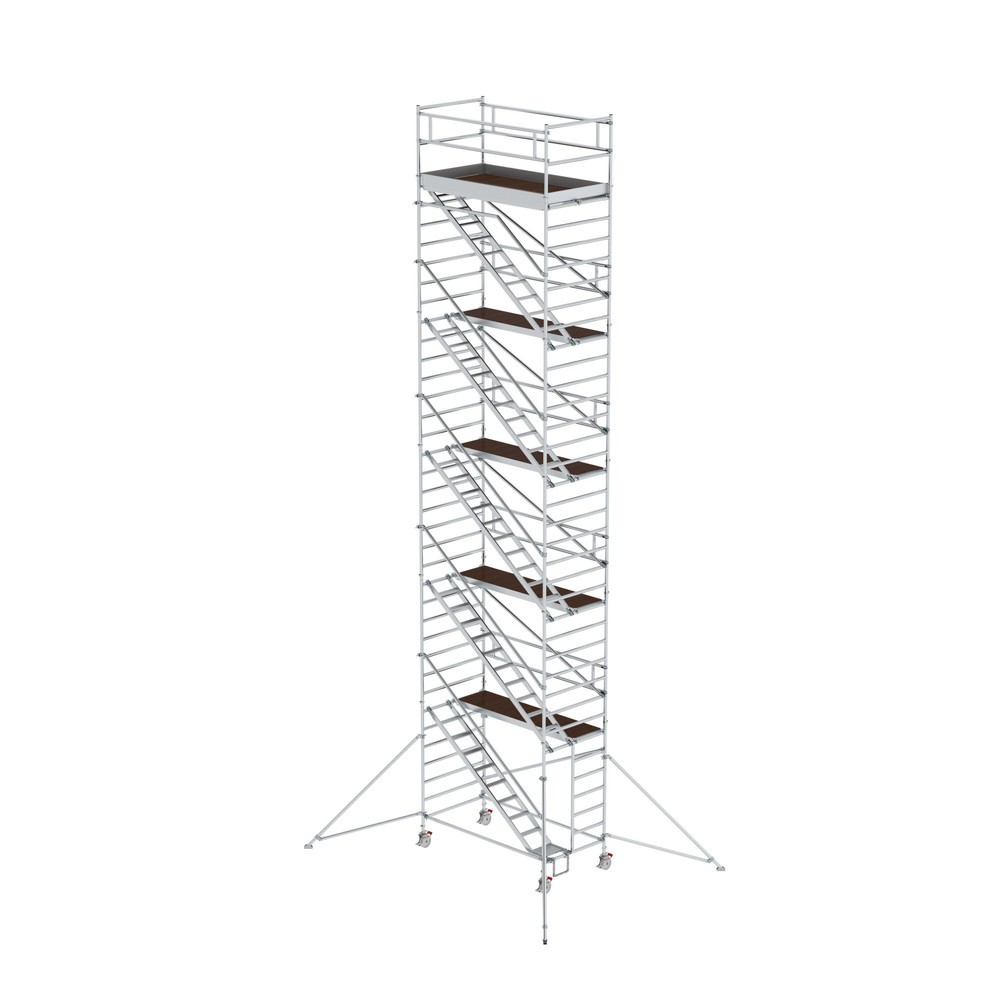 Illustration du produit: Munk Échafaudage roulant 1,35 x 2,45 m avec échelles inclinées & stabilisateurs Hauteur de plate-forme 10,35 m