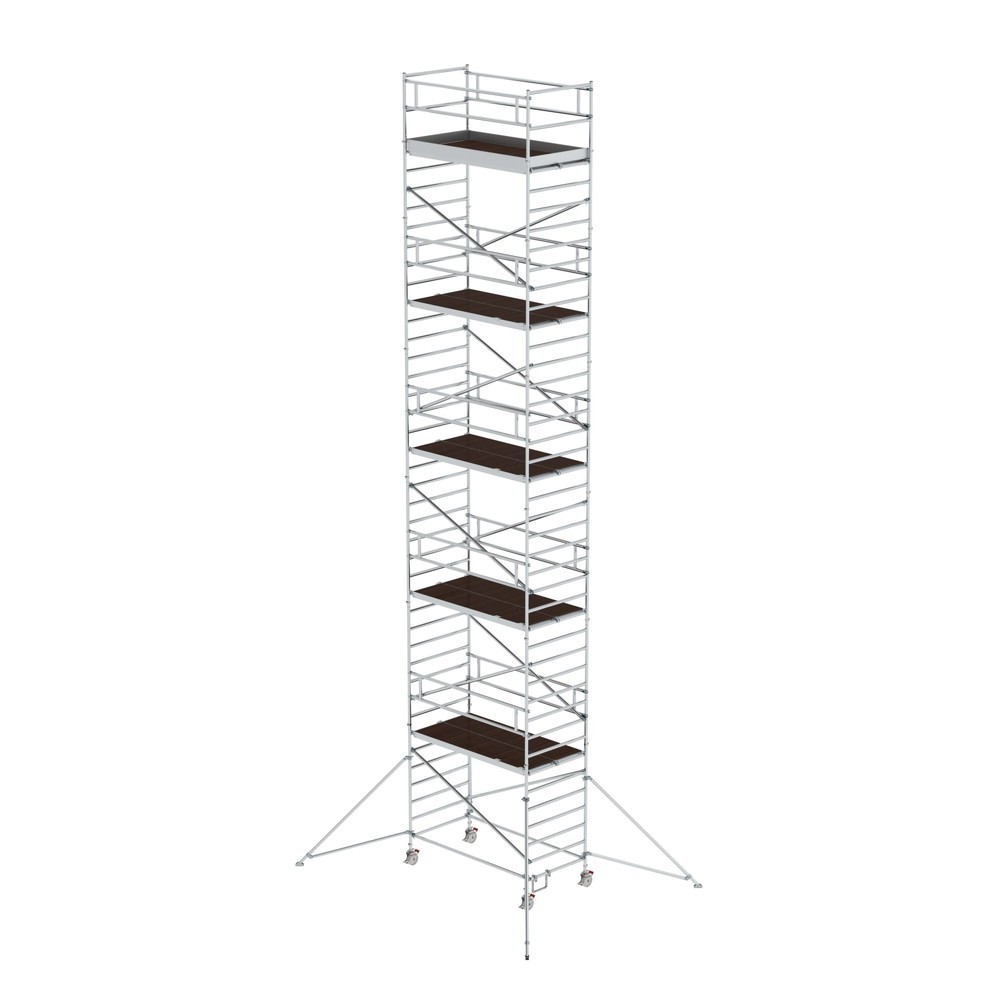 Illustration du produit: Munk Échafaudage roulant 1,35 x 2,45 m avec stabilisateur & double plate-forme Hauteur de plate-forme 11,35 m