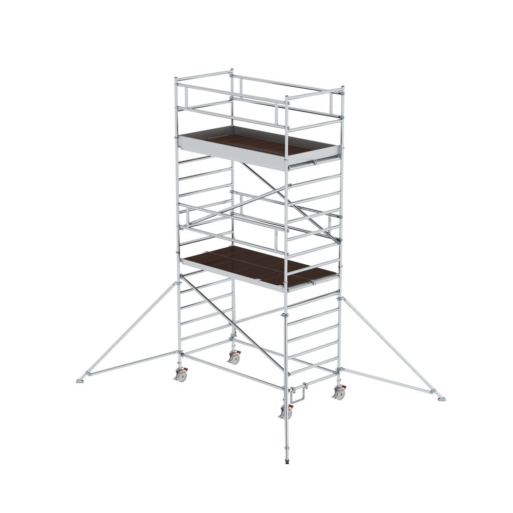 Illustration du produit: Munk Échafaudage roulant 1,35 x 2,45 m avec stabilisateur & double plate-forme Hauteur de plate-forme 4,35 m