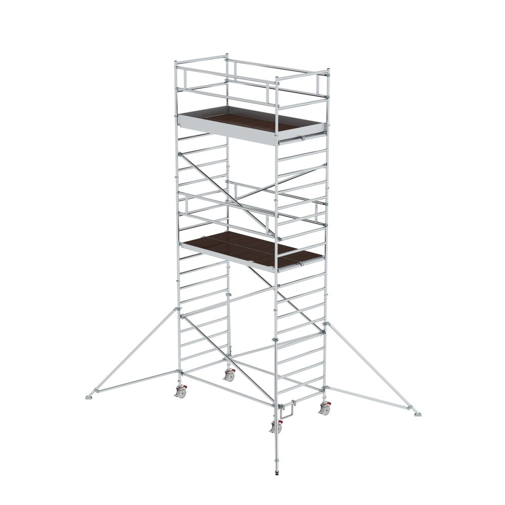 Illustration du produit: Munk Échafaudage roulant 1,35 x 2,45 m avec stabilisateur & double plate-forme Hauteur de plate-forme 5,35 m