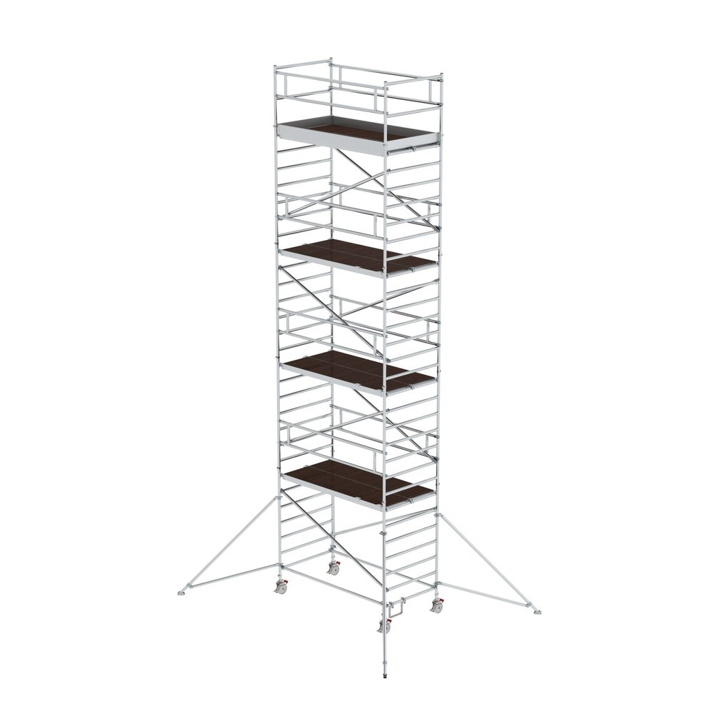 Illustration du produit: Munk Échafaudage roulant 1,35 x 2,45 m avec stabilisateur & double plate-forme Hauteur de plate-forme 8,35 m
