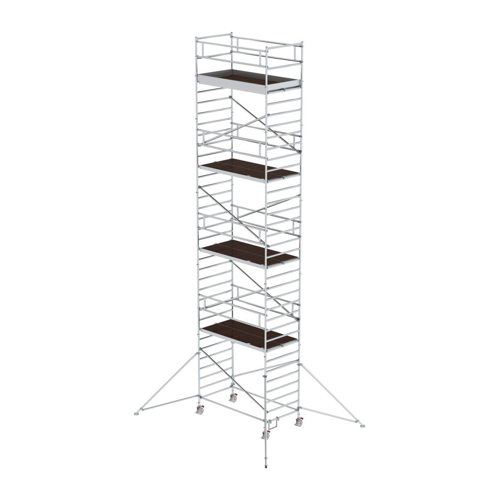 Illustration du produit: Munk Échafaudage roulant 1,35 x 2,45 m avec stabilisateur & double plate-forme Hauteur de plate-forme 9,35 m