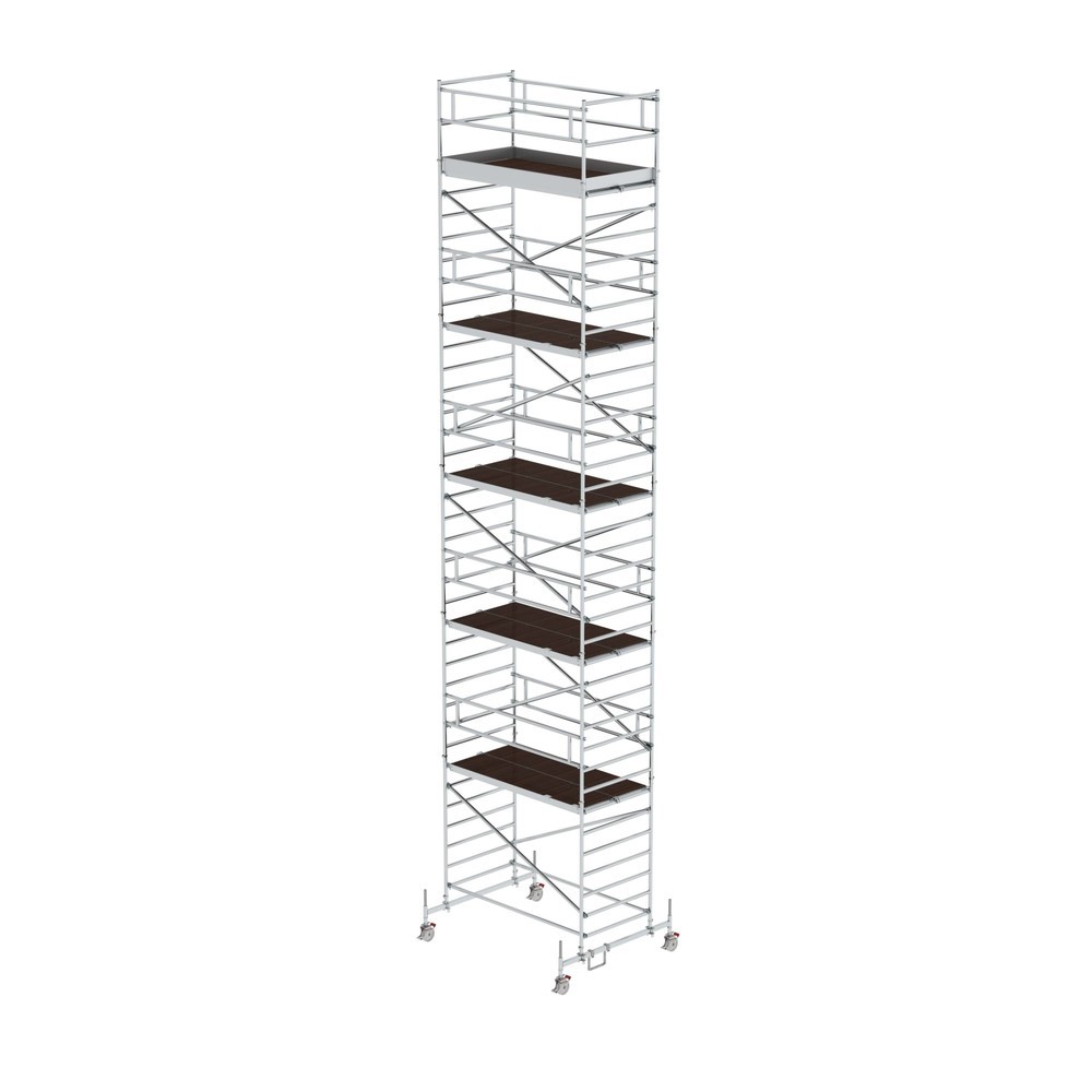 Illustration du produit: Munk Échafaudage roulant 1,35 x 2,45 m avec traverse mobile & double plate-forme Hauteur de plate-forme 10,45 m