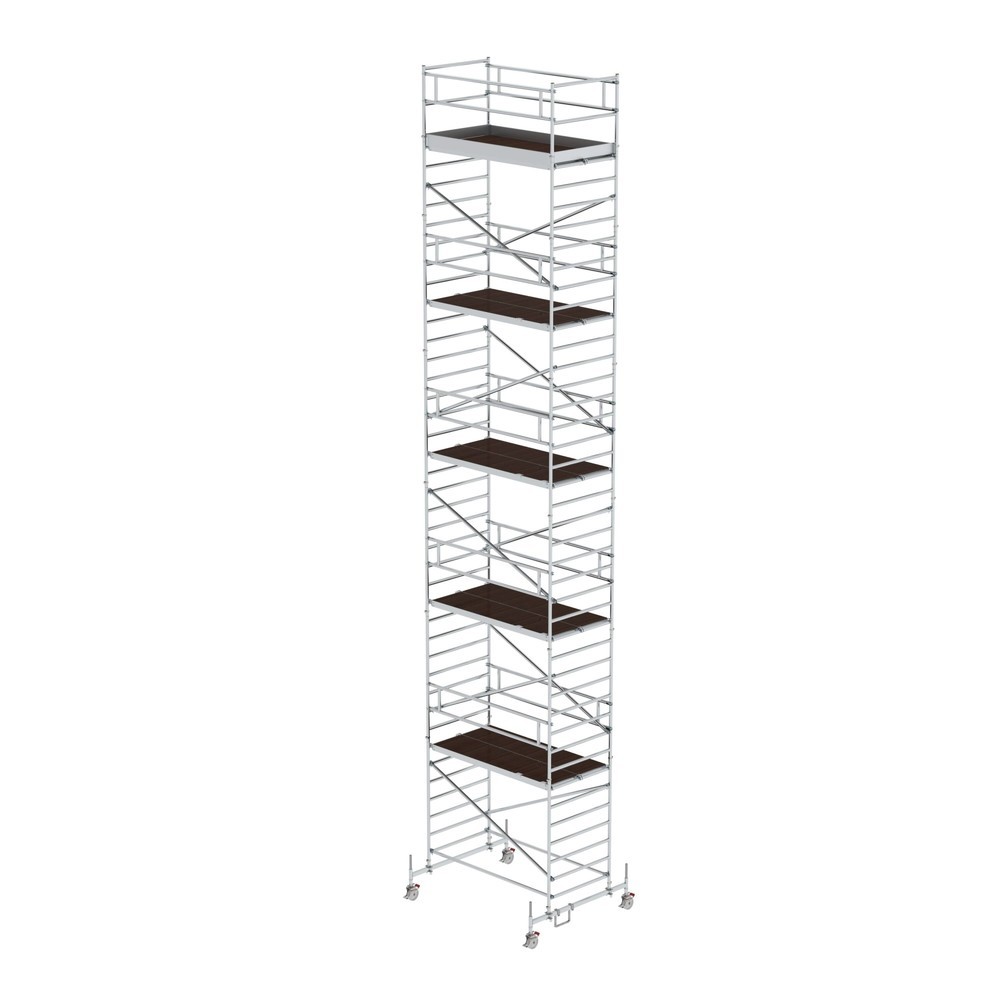 Illustration du produit: Munk Échafaudage roulant 1,35 x 2,45 m avec traverse mobile & double plate-forme Hauteur de plate-forme 11,45 m