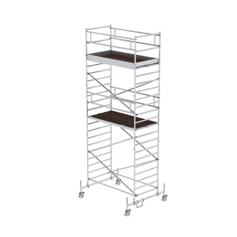 Illustration du produit: Munk Échafaudage roulant 1,35 x 2,45 m avec traverse mobile & double plate-forme Hauteur de plate-forme 5,45 m