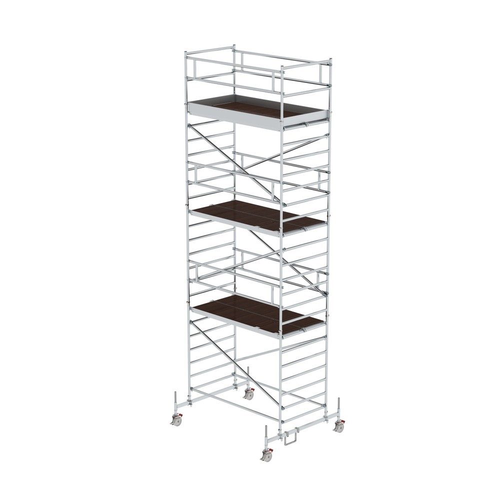 Illustration du produit: Munk Échafaudage roulant 1,35 x 2,45 m avec traverse mobile & double plate-forme Hauteur de plate-forme 6,45 m