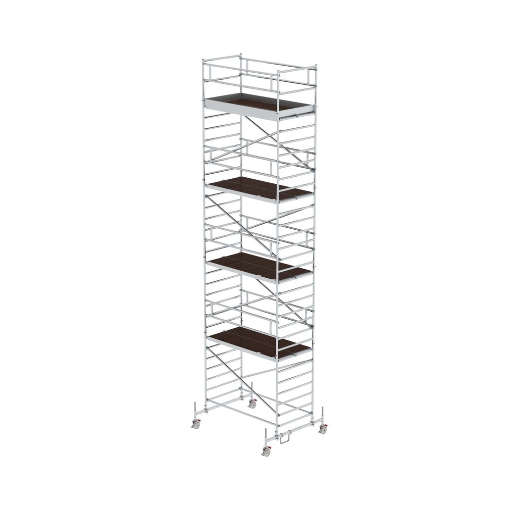 Illustration du produit: Munk Échafaudage roulant 1,35 x 2,45 m avec traverse mobile & double plate-forme Hauteur de plate-forme 8,45 m