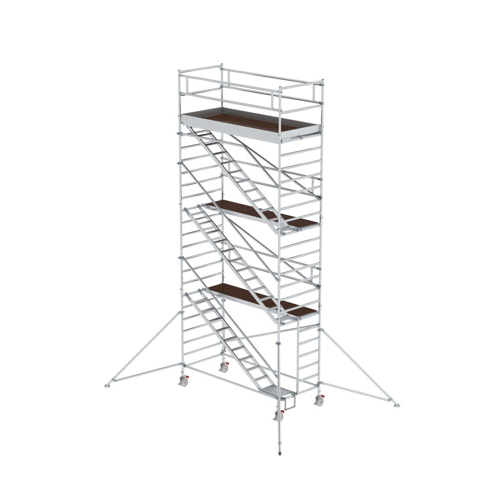Illustration du produit: Munk Échafaudage roulant 1,35 x 3,0 m avec échelles inclinées & stabilisateurs Hauteur de plate-forme 6,35 m