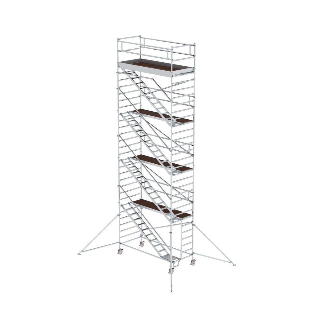 Illustration du produit: Munk Échafaudage roulant 1,35 x 3,0 m avec échelles inclinées & stabilisateurs Hauteur de plate-forme 8,35 m