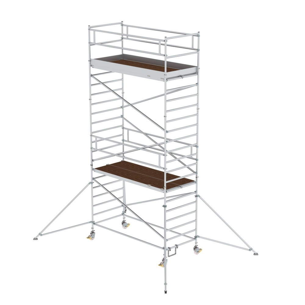 Illustration du produit: Munk Échafaudage roulant 1,35 x 3,0 m avec stabilisateur & double plate-forme Hauteur de plate-forme 5,35 m