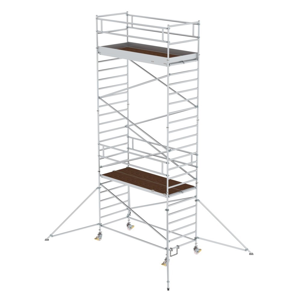 Illustration du produit: Munk Échafaudage roulant 1,35 x 3,0 m avec stabilisateur & double plate-forme Hauteur de plate-forme 6,35 m