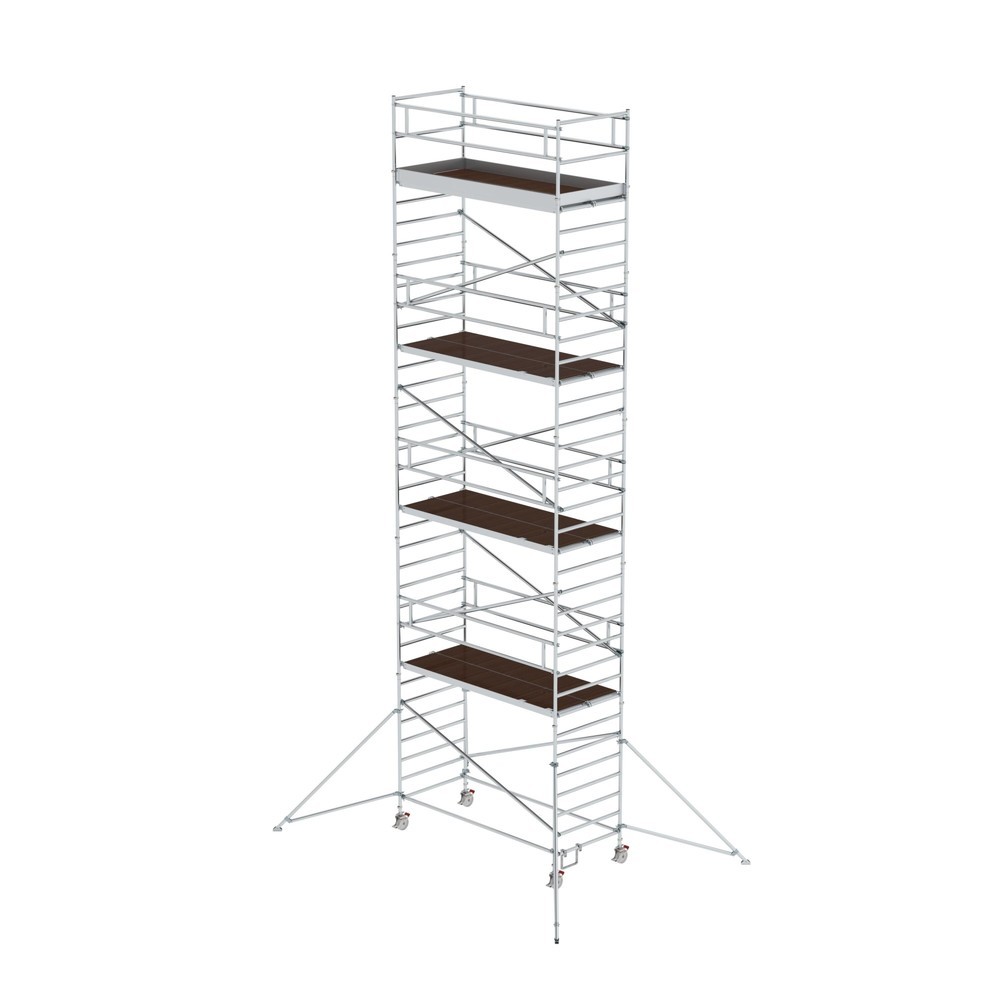 Illustration du produit: Munk Échafaudage roulant 1,35 x 3,0 m avec stabilisateur & double plate-forme Hauteur de plate-forme 9,35 m