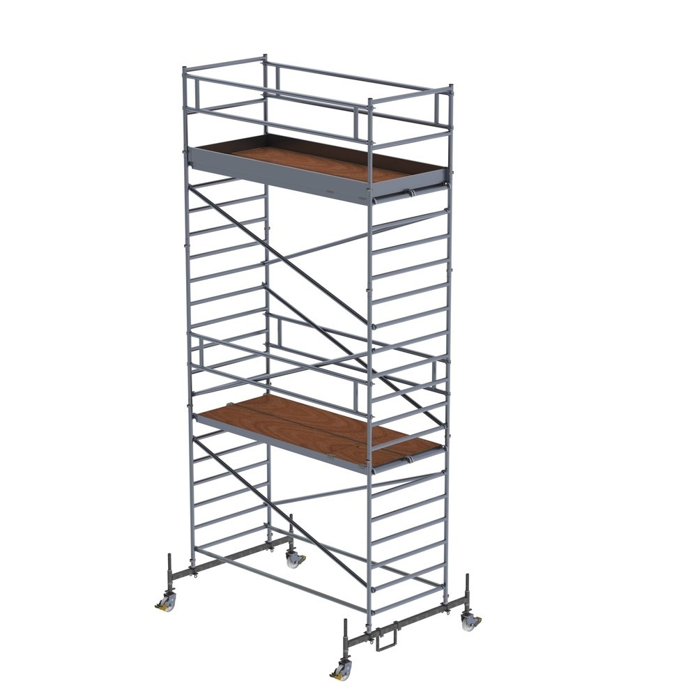 Illustration du produit: Munk Échafaudage roulant 1,35 x 3,0 m avec traverse mobile et double plate-forme Hauteur de plate-forme 5,45 m