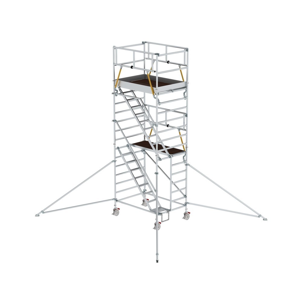 Illustration du produit: Échafaudage roulant Munk SG 1,35 x 1,80 m avec marches inclinées & stabilisateurs Hauteur de plate-forme 4,47 m