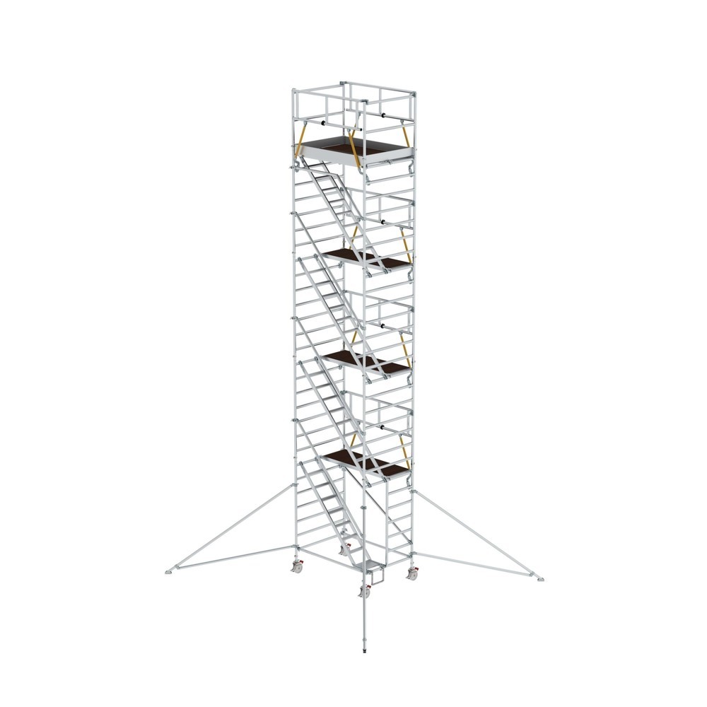 Illustration du produit: Munk Échafaudage roulant SG 1,35 x 1,80 m avec marches inclinées et stabilisateurs, hauteur de plate-forme 8,39 m