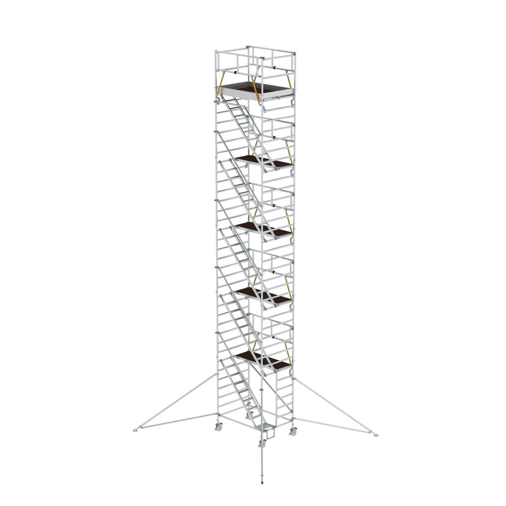 Illustration du produit: Munk Échafaudage roulant SG 1,35 x 1,80 m avec marches inclinées et stabilisateurs, hauteur de plate-forme 10,35 m