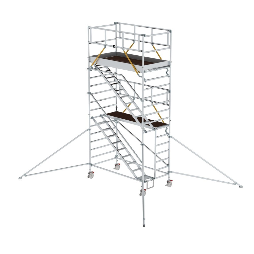 Illustration du produit: Munk Échafaudage roulant SG 1,35 x 2,45 m avec échelles inclinées & stabilisateurs Hauteur de plate-forme 4,47 m