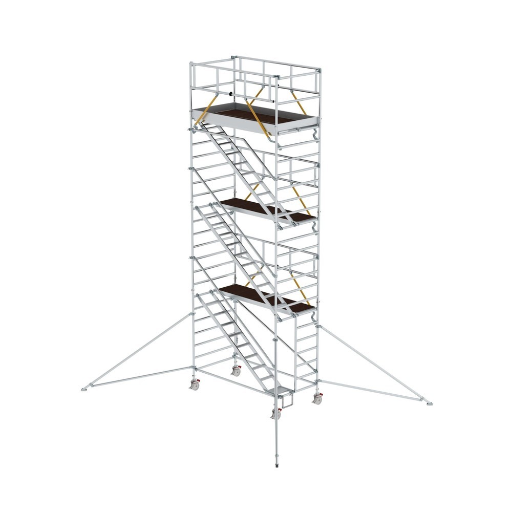 Illustration du produit: Munk Échafaudage roulant SG 1,35 x 2,45 m avec marches inclinées et stabilisateurs, hauteur de plate-forme 6,43 m