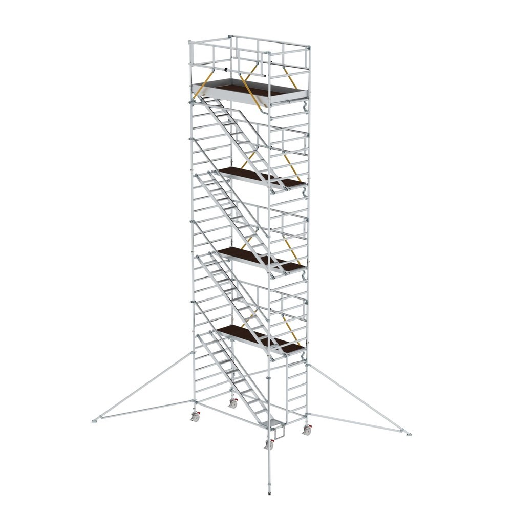 Illustration du produit: Munk Échafaudage roulant SG 1,35 x 2,45 m avec marches inclinées et stabilisateurs, hauteur de plate-forme 8,39 m