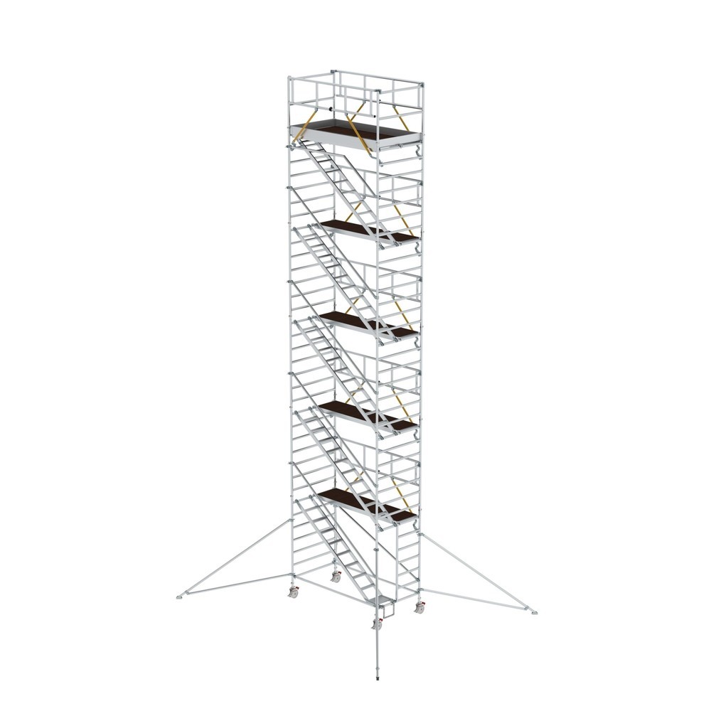 Illustration du produit: Munk Échafaudage roulant SG 1,35 x 2,45 m avec marches inclinées et stabilisateurs, hauteur de plate-forme 10,35 m