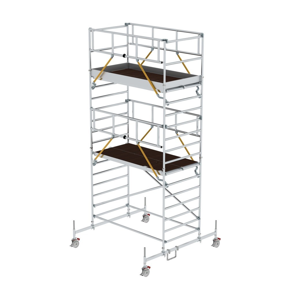 Illustration du produit: Munk Échafaudage roulant SG 1,35 x 2,45 m avec traverse mobile & double plate-forme Hauteur de plate-forme 4,66 m