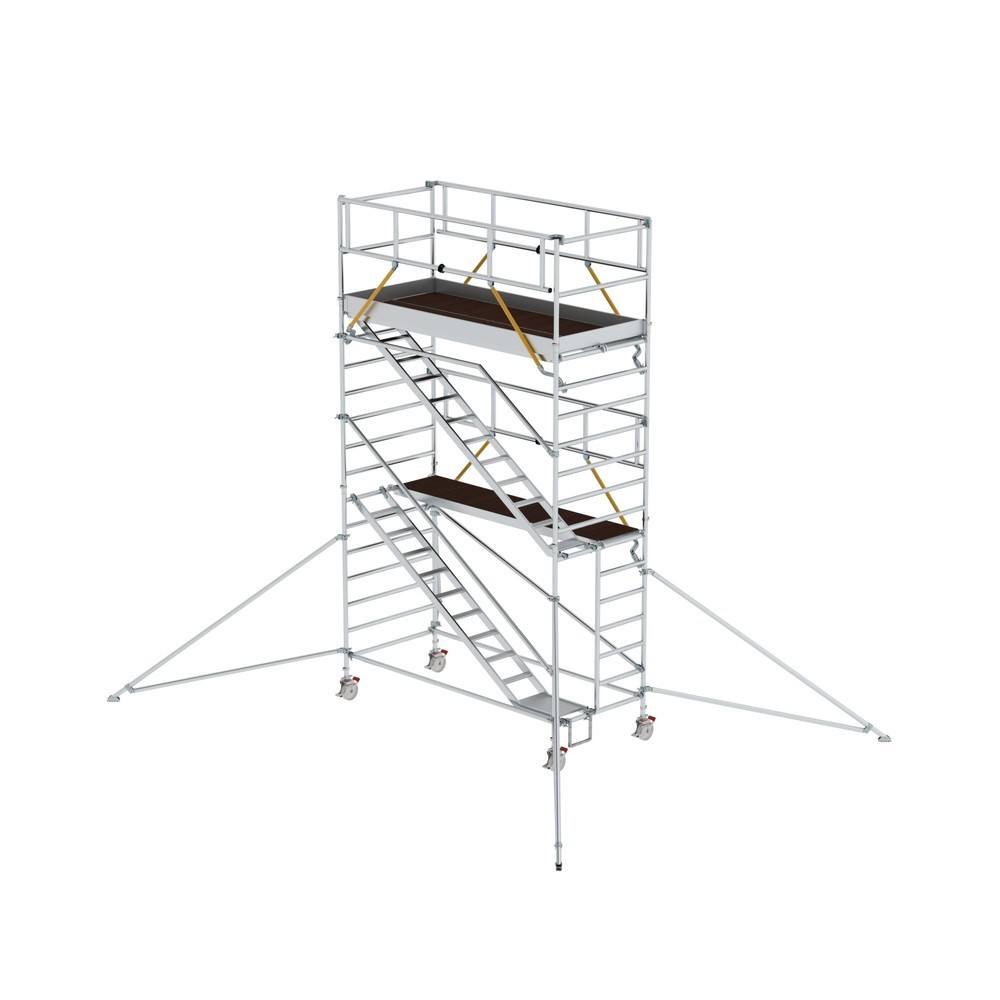 Illustration du produit: Munk Échafaudage roulant SG 1,35 x 3,0 m avec marches inclinées et stabilisateurs, hauteur de plate-forme 4,47 m