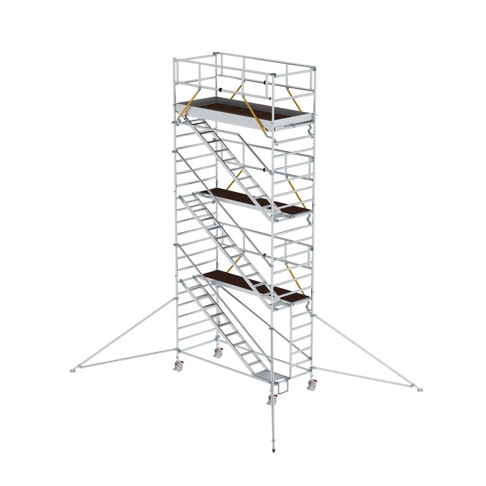 Illustration du produit: Munk Échafaudage roulant SG 1,35 x 3,0 m avec marches inclinées et stabilisateurs, hauteur de plate-forme 6,43 m