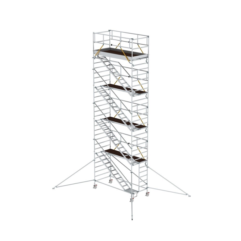 Illustration du produit: Munk Échafaudage roulant SG 1,35 x 3,0 m avec marches inclinées et stabilisateurs, hauteur de plate-forme 8,39 m