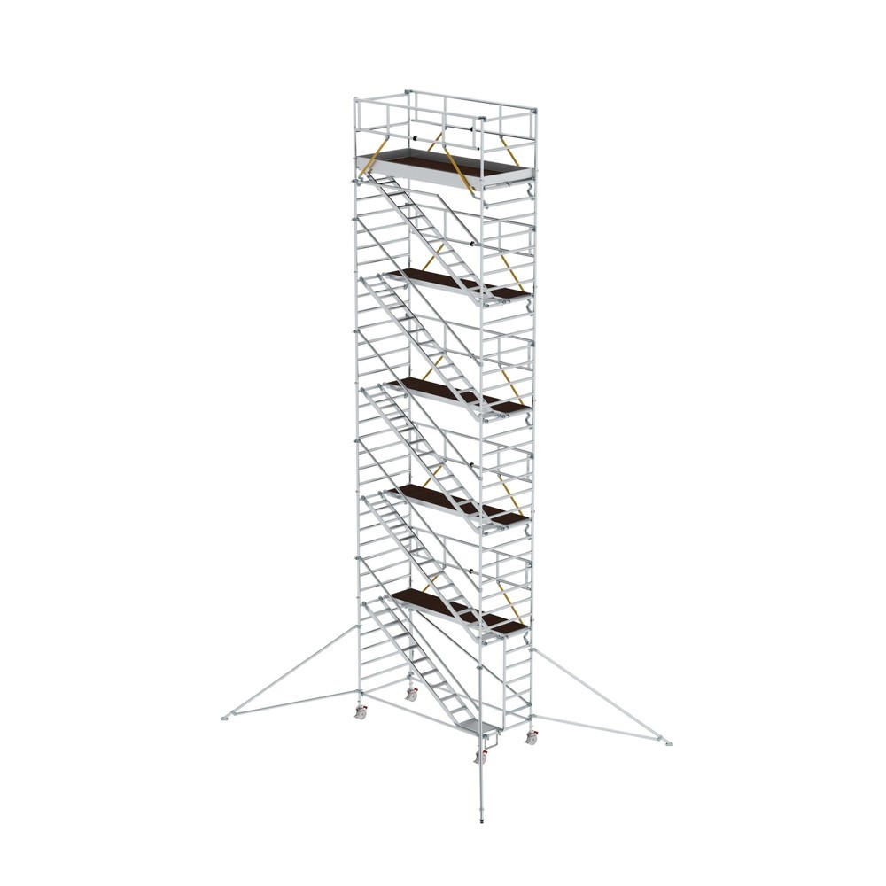 Illustration du produit: Munk Échafaudage roulant SG 1,35 x 3,0 m avec marches inclinées et stabilisateurs, hauteur de plate-forme 10,35 m
