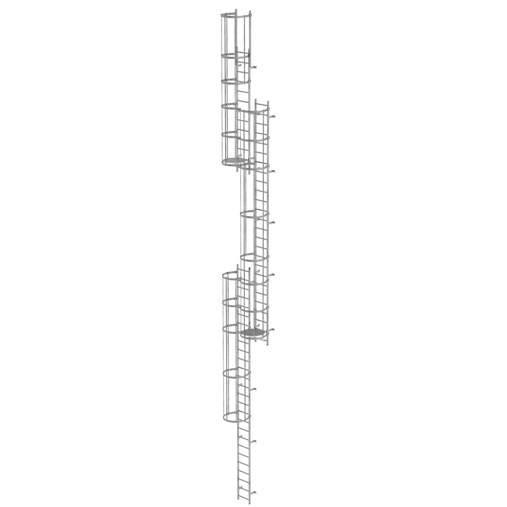 Illustration du produit: Munk Échelle à crinoline à plusieurs sections avec protection dorsale (échelle de secours) Acier galvanisé 15,20 m