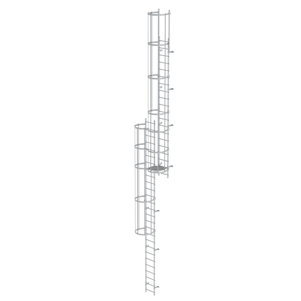 Illustration du produit: Munk Échelle à crinoline à plusieurs sections avec protection dorsale (échelle de secours) aluminium anodisé 12,12 m