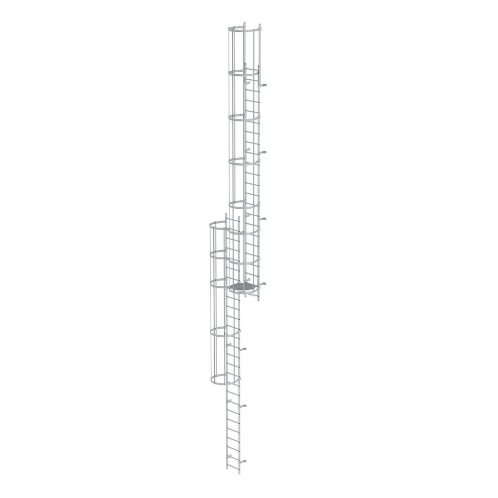 Illustration du produit: Munk Échelle à crinoline à plusieurs sections avec protection dorsale (échelle de secours) aluminium anodisé 12,96 m