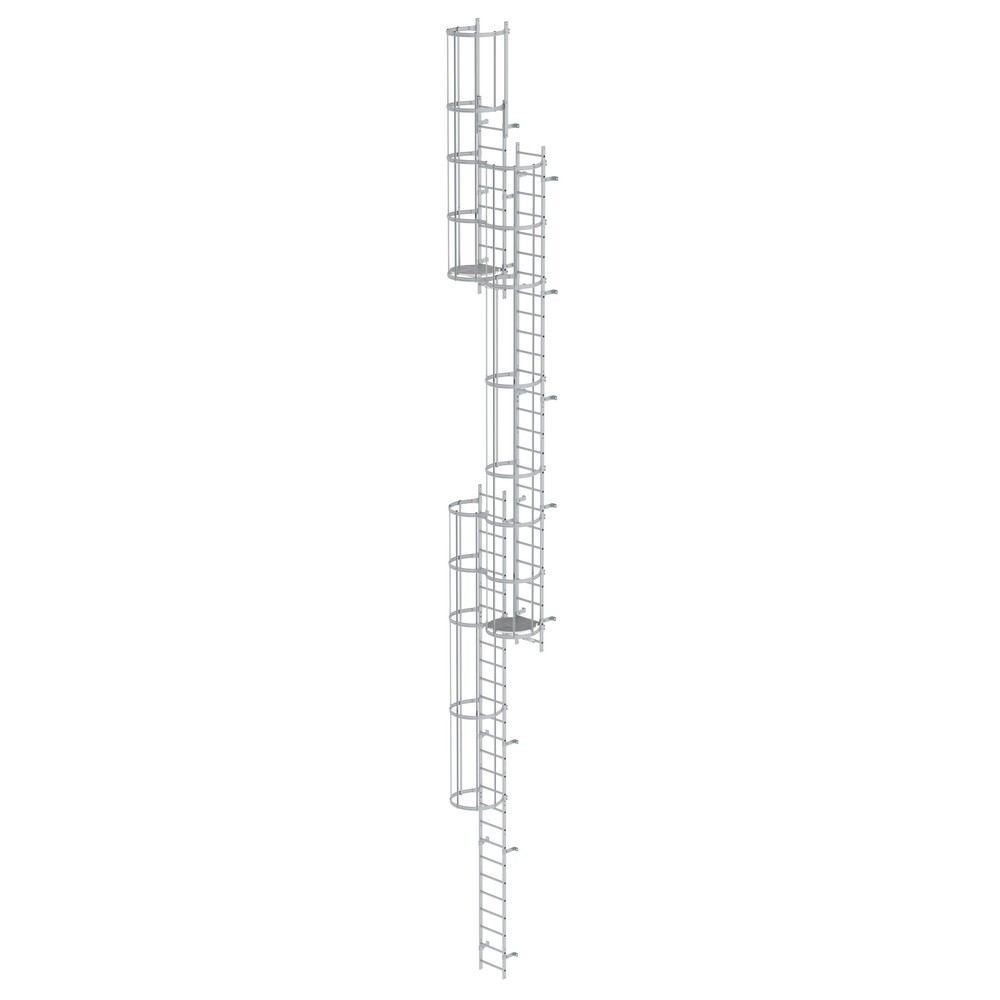 Illustration du produit: Munk Échelle à crinoline à plusieurs sections avec protection dorsale (échelle de secours) Aluminium anodisé 14,36 m