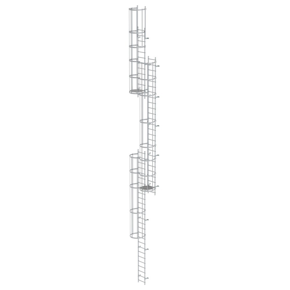Illustration du produit: Munk Échelle à crinoline à plusieurs sections avec protection dorsale (échelle de secours) Aluminium anodisé 15,20 m