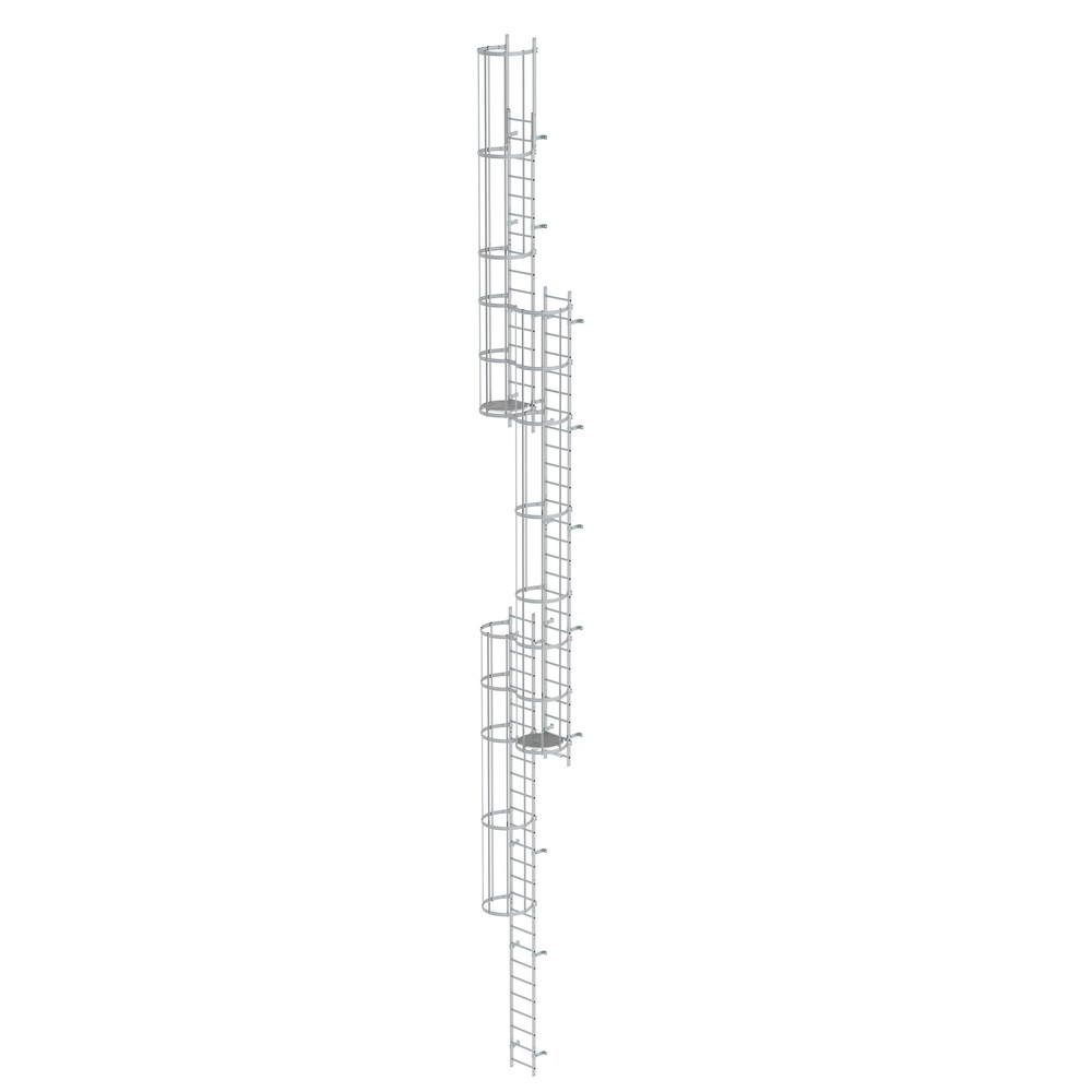 Illustration du produit: Munk Échelle à crinoline à plusieurs sections avec protection dorsale (échelle de secours) Aluminium anodisé 16,32 m