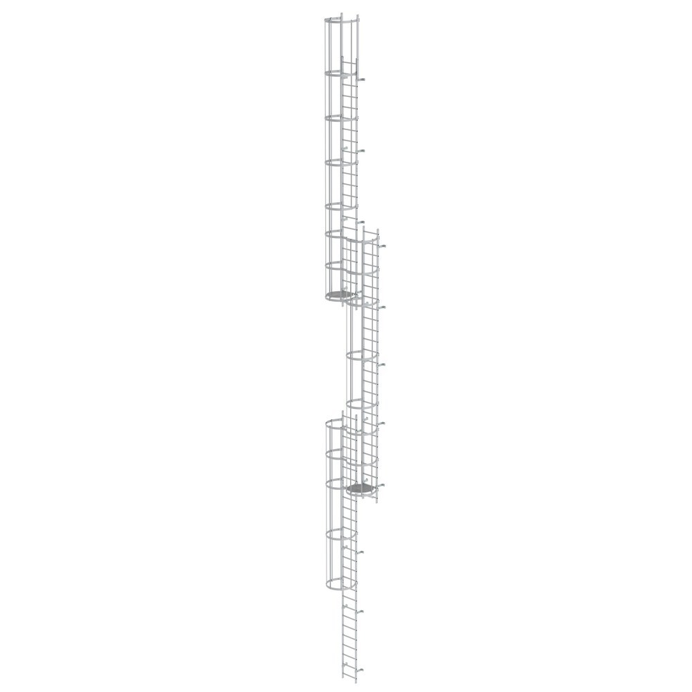 Illustration du produit: Munk Échelle à crinoline à plusieurs sections avec protection dorsale (échelle de secours) Aluminium anodisé 18,00 m