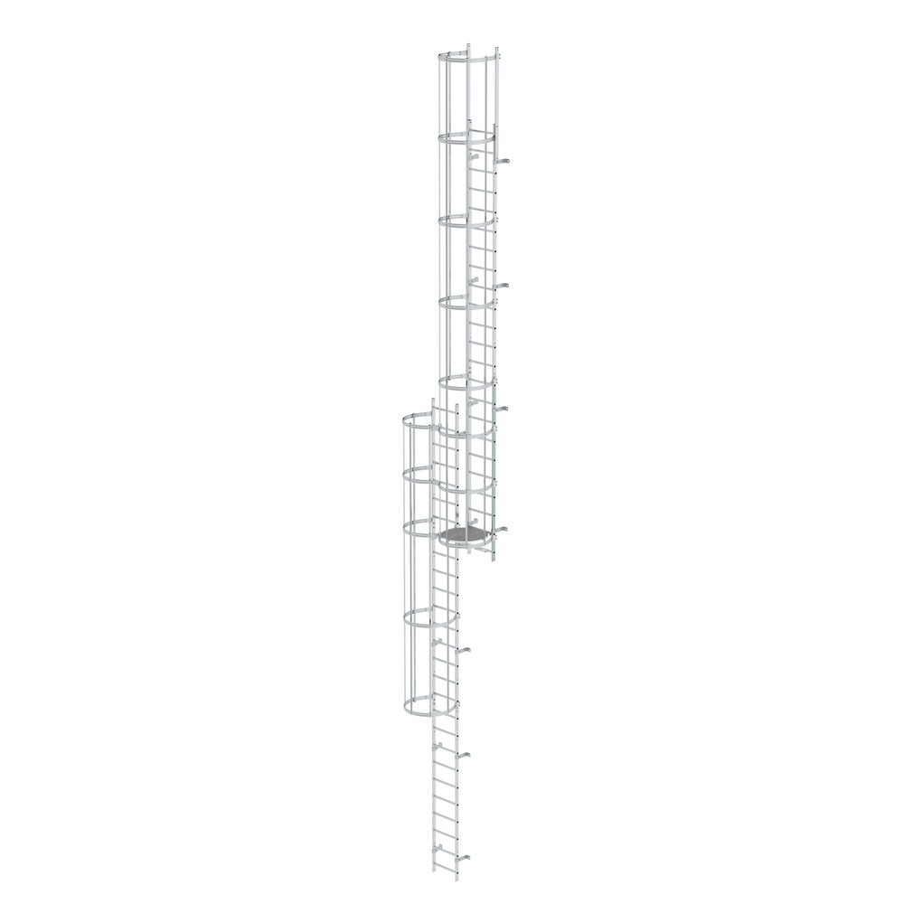 Illustration du produit: Munk Échelle à crinoline à plusieurs sections avec protection dorsale (échelle de secours) Aluminium brut 12,96 m