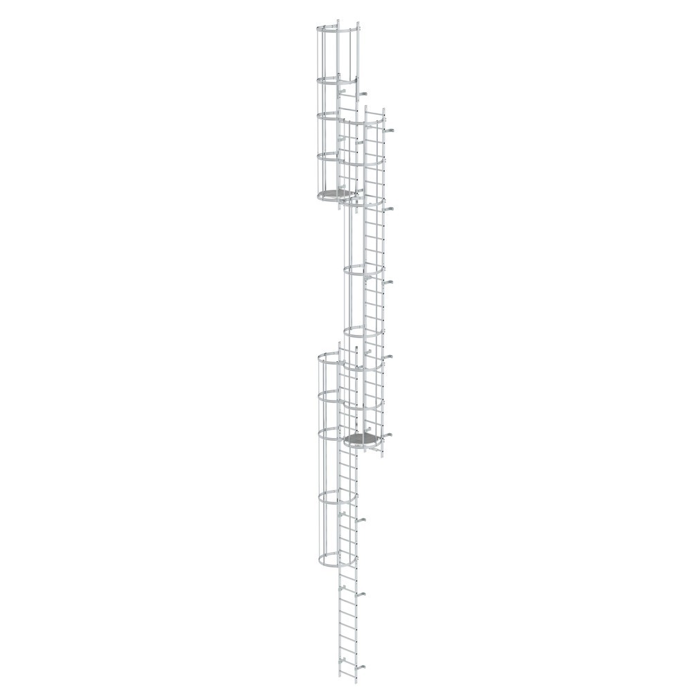 Illustration du produit: Munk Échelle à crinoline à plusieurs sections avec protection dorsale (échelle de secours) Aluminium brut 14,36 m