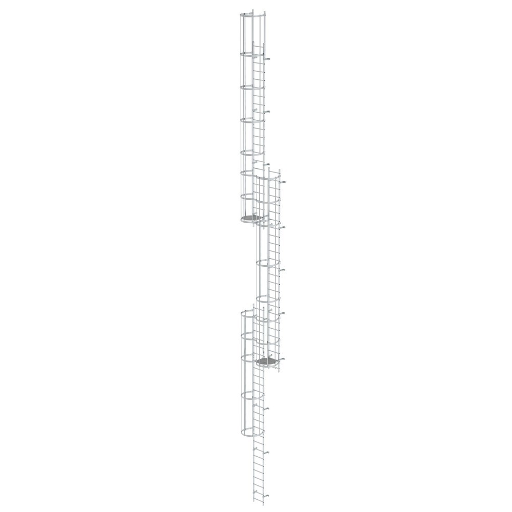 Illustration du produit: Munk Échelle à crinoline à plusieurs sections avec protection dorsale (échelle de secours) Aluminium brut 18,00 m