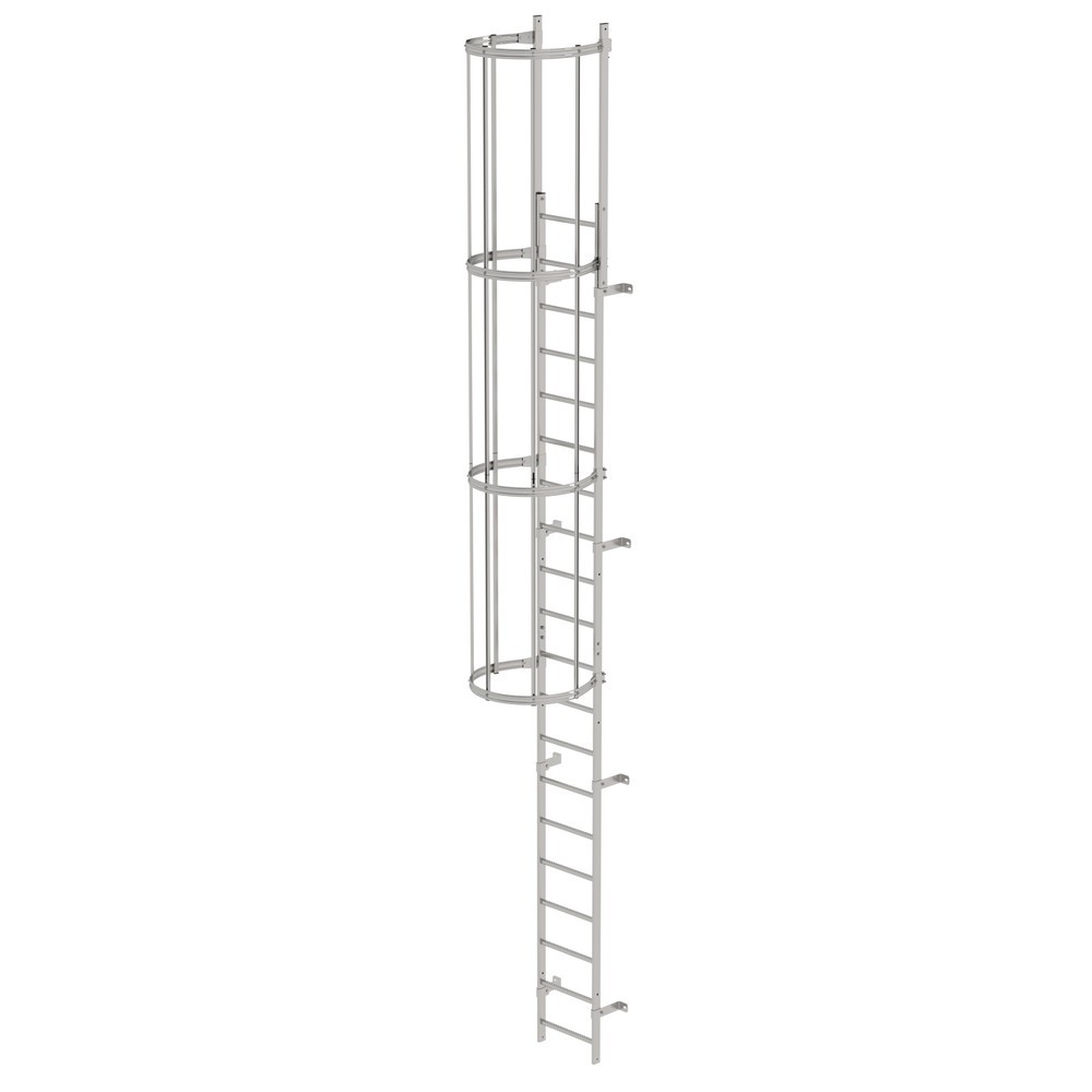 Illustration du produit: Munk Échelle à une voie avec cage de protection, acier inoxydable 6,80 m