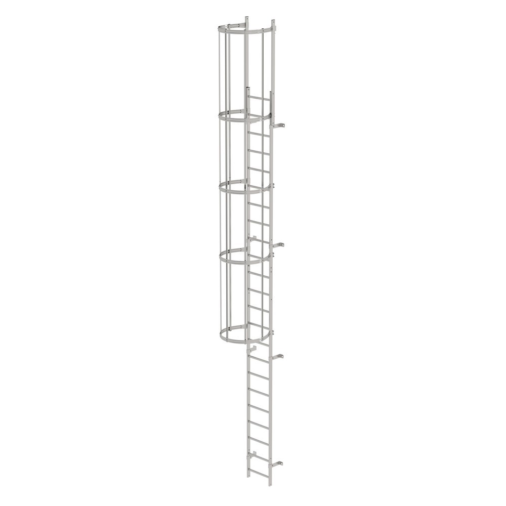 Illustration du produit: Munk Échelle à une voie avec cage de protection, acier inoxydable 7,64 m