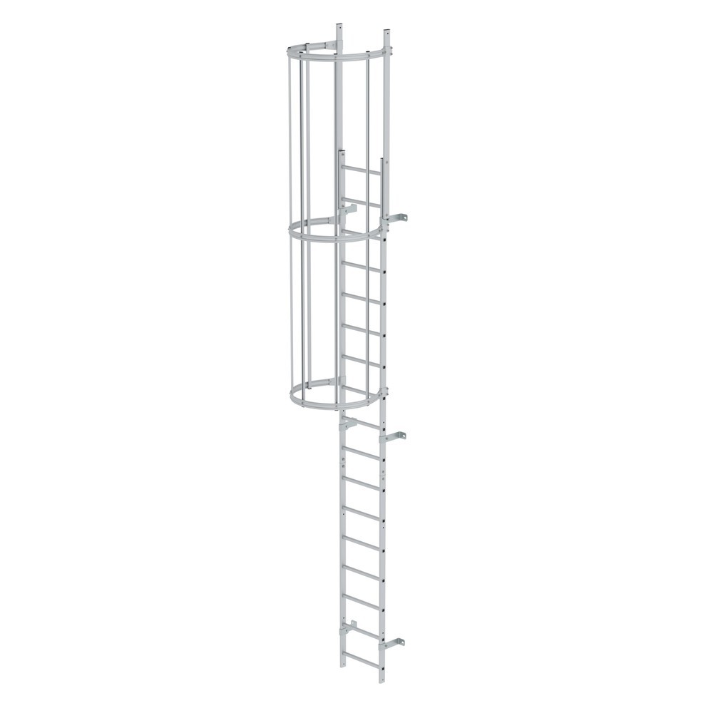 Illustration du produit: Munk Échelle à une voie avec cage de protection, aluminium anodisé 5,96 m