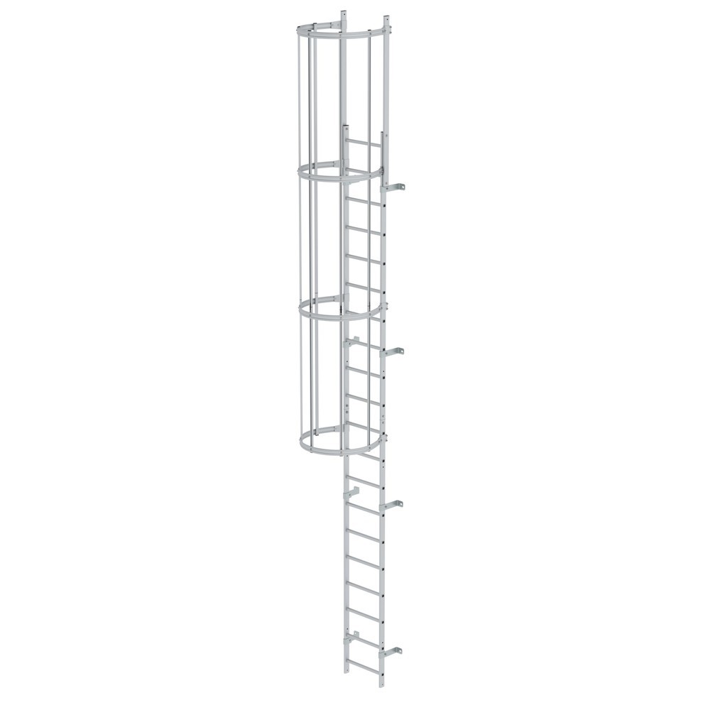 Illustration du produit: Munk Échelle à une voie avec cage de protection, aluminium anodisé 6,80 m