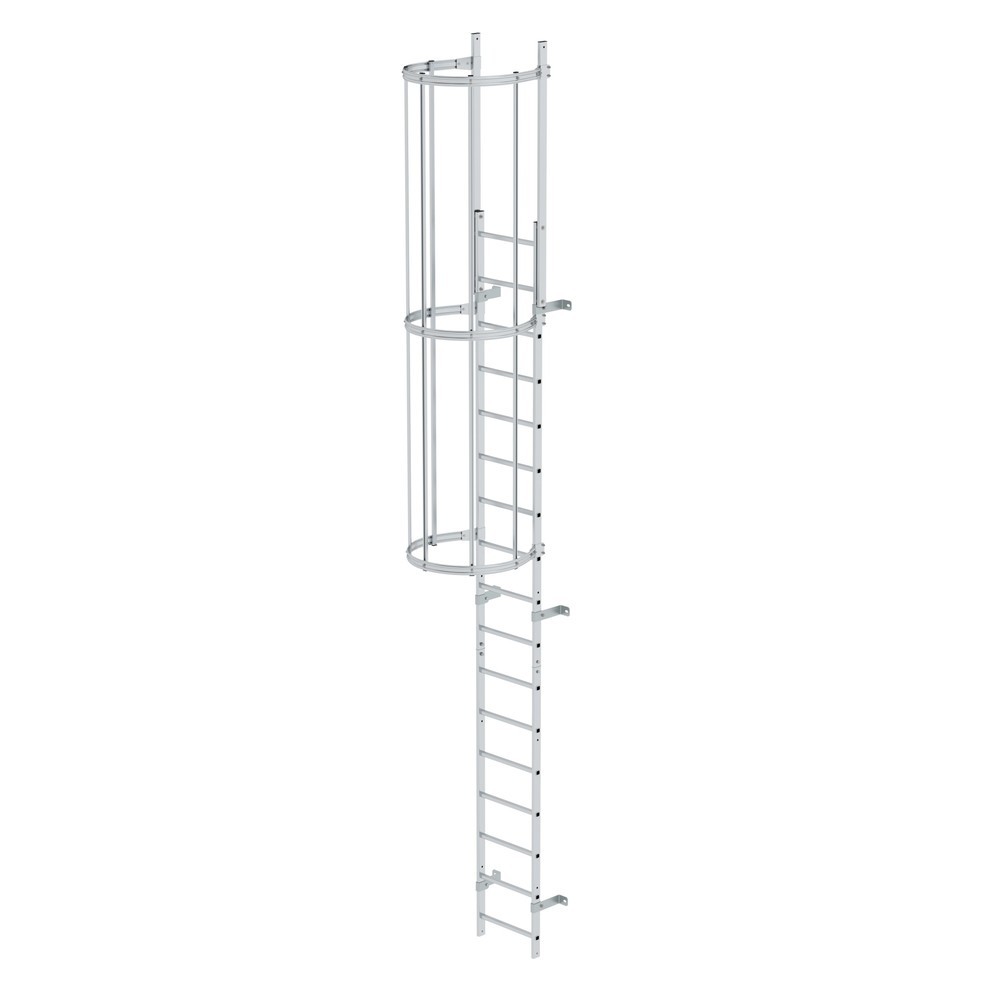 Illustration du produit: Munk Échelle à une voie avec cage de protection, aluminium nu 5,96 m