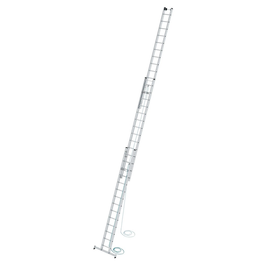 Produktabbildung Nr. 1: Munk Échelle coulissante à corde à barreaux 3 parties avec traverse nivello®, 3x14 barreaux