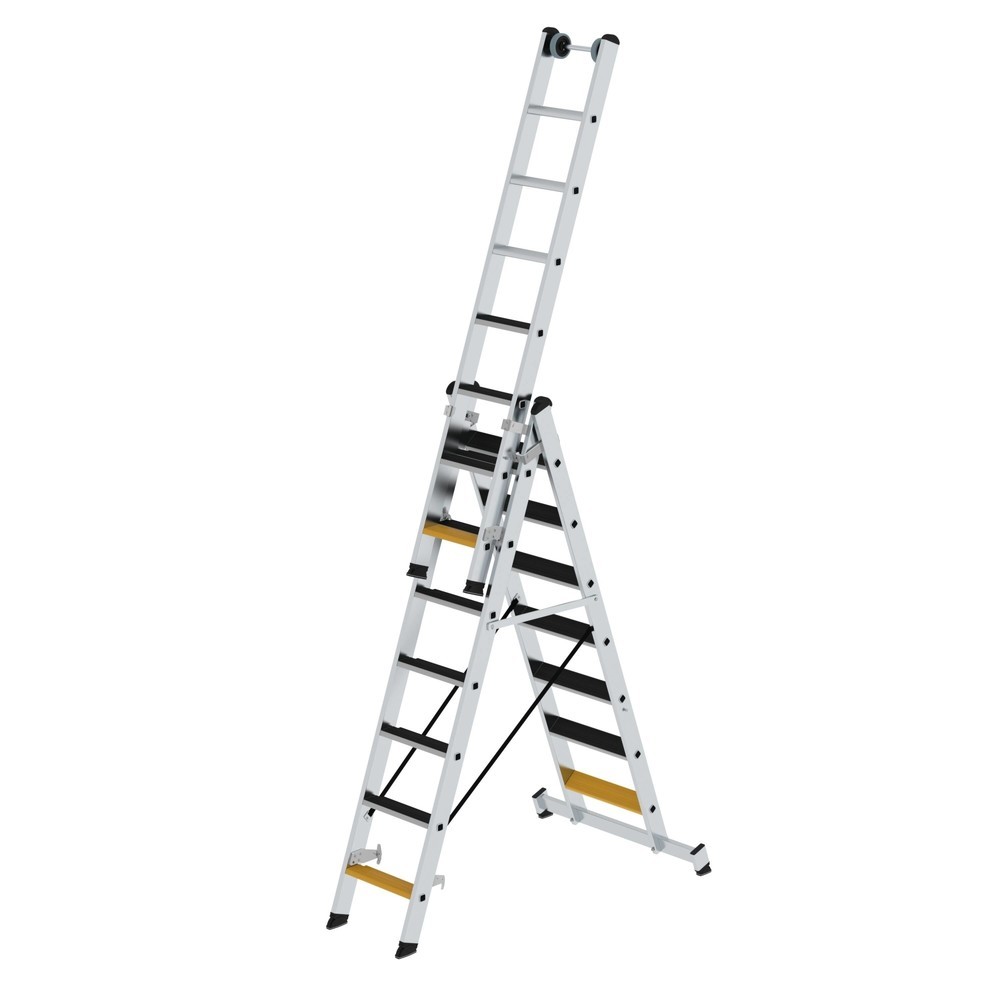 Produktabbildung Nr. 1: Munk Échelle polyvalente à marches 3 parties avec traverse nivello® et clip-step R13, 3x7 marches