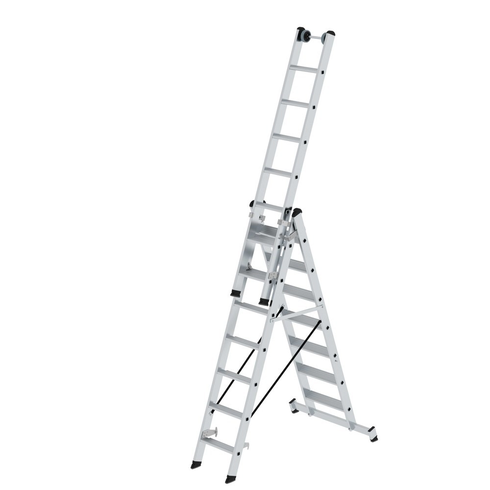 Illustration du produit: Munk Échelle polyvalente à marches 3 parties avec traverse nivello®, 3x7 marches